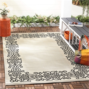 Pemberly Row Contemporary Square 6'7&quot Indoor Outdoor Area Rug in Sand