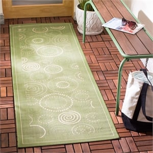 Pemberly Row Contemporary 2'3&quot x 10' Indoor Outdoor Runner Rug in Olive