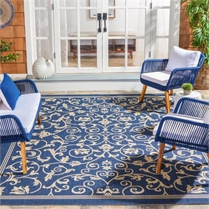 Pemberly Row Contemporary 8' x 11' Indoor Outdoor Area Rug in Navy