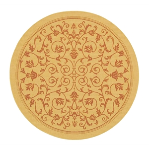 Pemberly Row Contemporary Round 7'10&quot Indoor Outdoor Area Rug in Natural