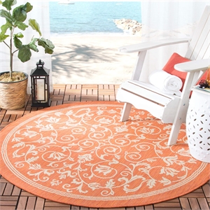 Pemberly Row Round 7'10&quot Indoor Outdoor Area Rug in Terracotta