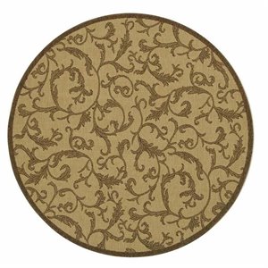 Pemberly Row Contemporary Round 7'10&quot Indoor Outdoor Area Rug in Natural