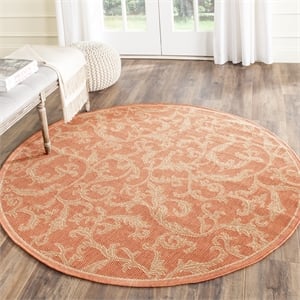 Pemberly Row Round 7'10&quot Indoor Outdoor Area Rug in Terracotta