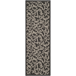Pemberly Row Contemporary 2'7&quot x 8'2&quot Indoor Outdoor Runner Rug in Black