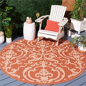 Pemberly Row Round 7'10&quot Indoor Outdoor Area Rug in Terracotta