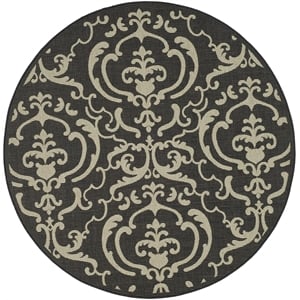 Pemberly Row Contemporary Round 7'10&quot Indoor Outdoor Area Rug in Sand