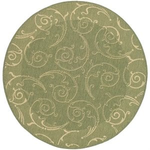Pemberly Row Contemporary Round 7'10&quot Indoor Outdoor Area Rug in Olive