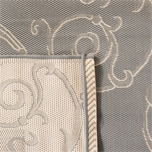 Pemberly Row Contemporary 2'4&quot x 12' Indoor Outdoor Runner Rug in Grey