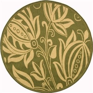 Pemberly Row Contemporary Round 7'10&quot Indoor Outdoor Area Rug in Olive