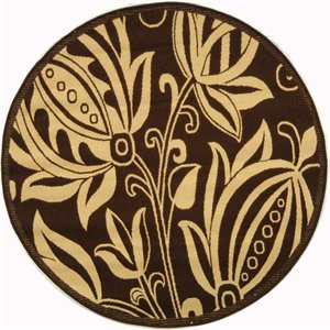 Pemberly Row Round 7'10&quot Indoor Outdoor Area Rug in Chocolate