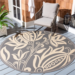 Pemberly Row Contemporary Round 7'10&quot Indoor Outdoor Area Rug in Grey