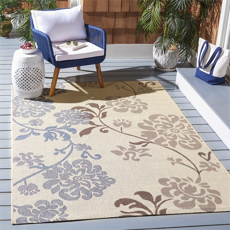 Pemberly Row 8' x 11' Indoor Outdoor Area Rug in Natural Brown