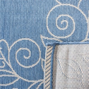 Pemberly Row Contemporary 9' x 12' Indoor Outdoor Area Rug in Blue