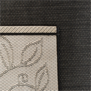 Pemberly Row Contemporary 9' x 12' Indoor Outdoor Area Rug in Black