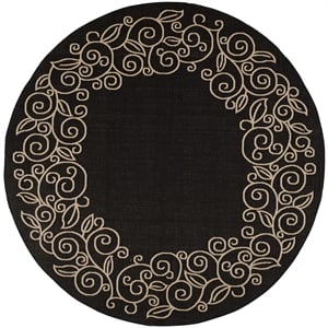 Pemberly Row Contemporary Round 7'10&quot Indoor Outdoor Area Rug in Black
