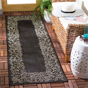 Pemberly Row Contemporary 2'7&quot x 8'2&quot Indoor Outdoor Runner Rug in Black