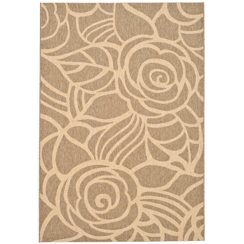 Pemberly Row Contemporary 9' x 12' Indoor Outdoor Area Rug in Coffee