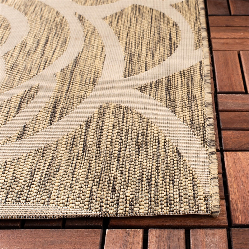 Pemberly Row Contemporary 9' x 12' Indoor Outdoor Area Rug in Coffee