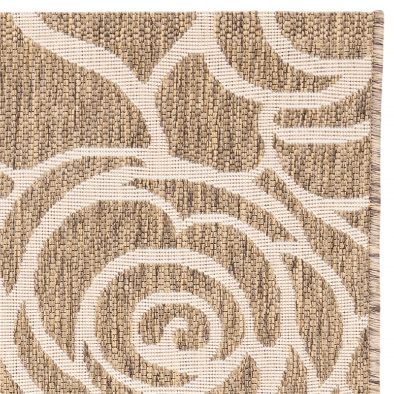 Pemberly Row Contemporary 9' x 12' Indoor Outdoor Area Rug in Coffee
