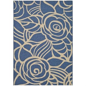 Pemberly Row Contemporary 9' x 12' Indoor Outdoor Area Rug in Blue