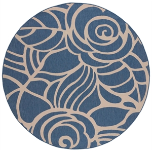 Pemberly Row Contemporary Round 7'10&quot Indoor Outdoor Area Rug in Blue