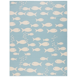 Pemberly Row Contemporary 6'7&quot x 9'6&quot Indoor Outdoor Area Rug in Aqua