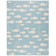 Pemberly Row Contemporary 9' x 12' Indoor Outdoor Area Rug in Aqua