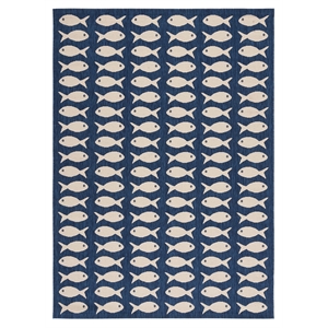 Pemberly Row Contemporary 5'3&quot x 7'7&quot Indoor Outdoor Area Rug in Navy