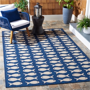 Pemberly Row Contemporary 6'7&quot x 9'6&quot Indoor Outdoor Area Rug in Navy
