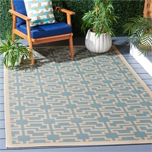 Pemberly Row Contemporary 4' x 5'7&quot Indoor Outdoor Area Rug in Aqua