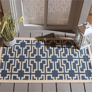 Pemberly Row Contemporary 2' x 3'7&quot Indoor Outdoor Accent Rug in Blue