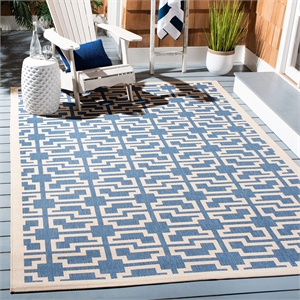 Pemberly Row Contemporary 2'7&quot x 5' Indoor Outdoor Runner Rug in Blue