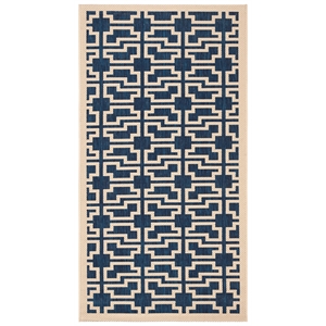 Pemberly Row Contemporary 4' x 5'7&quot Indoor Outdoor Area Rug in Navy