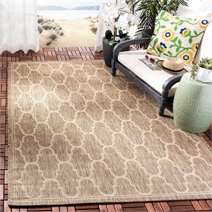 Pemberly Row Contemporary 4' x 5'7&quot Indoor Outdoor Area Rug in Brown