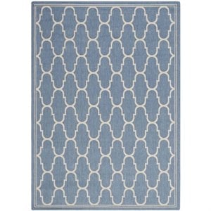 Pemberly Row Contemporary 4' x 5'7&quot Indoor Outdoor Area Rug in Blue