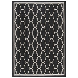 Pemberly Row Contemporary 4' x 5'7&quot Indoor Outdoor Area Rug in Black