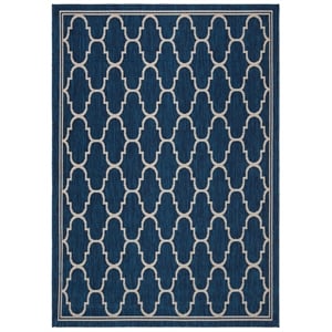Pemberly Row Contemporary 4' x 5'7&quot Indoor Outdoor Area Rug in Navy