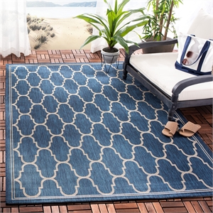 Pemberly Row Contemporary 5'3&quot x 7'7&quot Indoor Outdoor Area Rug in Navy