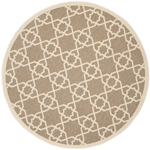 Pemberly Row Contemporary Round 5'3&quot Indoor Outdoor Area Rug in Brown