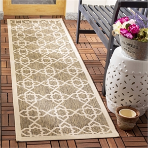 Pemberly Row Contemporary 2'3&quot x 14' Indoor Outdoor Runner Rug in Brown