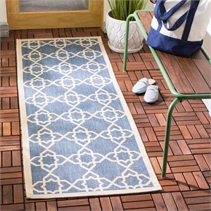 Pemberly Row Contemporary 2'3&quot x 12' Indoor Outdoor Runner Rug in Blue