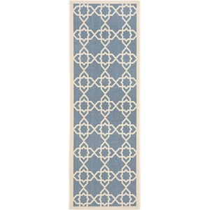 Pemberly Row Contemporary 2'3&quot x 14' Indoor Outdoor Runner Rug in Blue