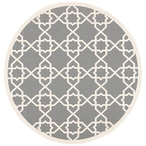 Pemberly Row Contemporary Round 7'10&quot Indoor Outdoor Area Rug in Grey