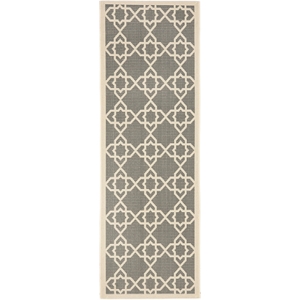 Pemberly Row Contemporary 2'3&quot x 14' Indoor Outdoor Runner Rug in Grey