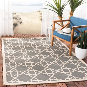 Pemberly Row Contemporary Square 7'10&quot Indoor Outdoor Area Rug in Grey