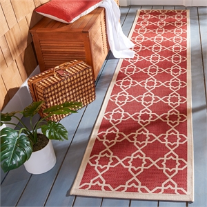 Pemberly Row Contemporary 2'3&quot x 12' Indoor Outdoor Runner Rug in Red