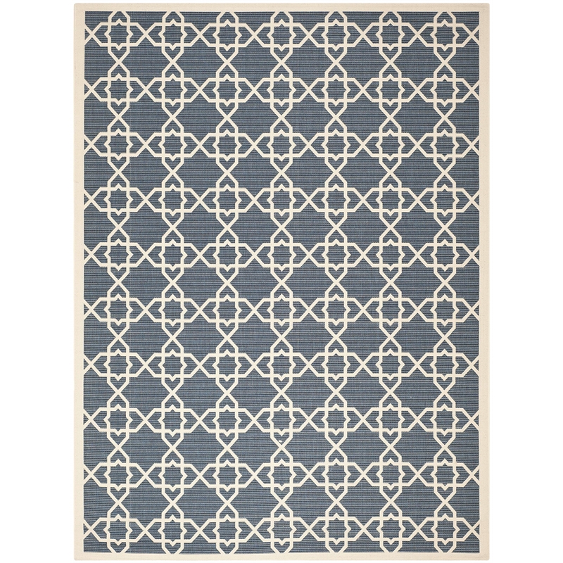 Pemberly Row Contemporary 8' x 11' Indoor Outdoor Area Rug in Navy