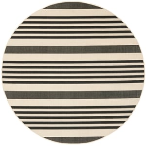 Pemberly Row Contemporary Round 5'3&quot Indoor Outdoor Area Rug in Black