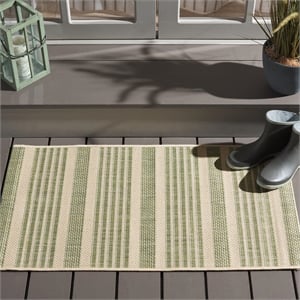 Pemberly Row Contemporary 2' x 3'7&quot Indoor Outdoor Accent Rug in Beige