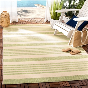 Pemberly Row Contemporary 4' x 5'7&quot Indoor Outdoor Area Rug in Beige